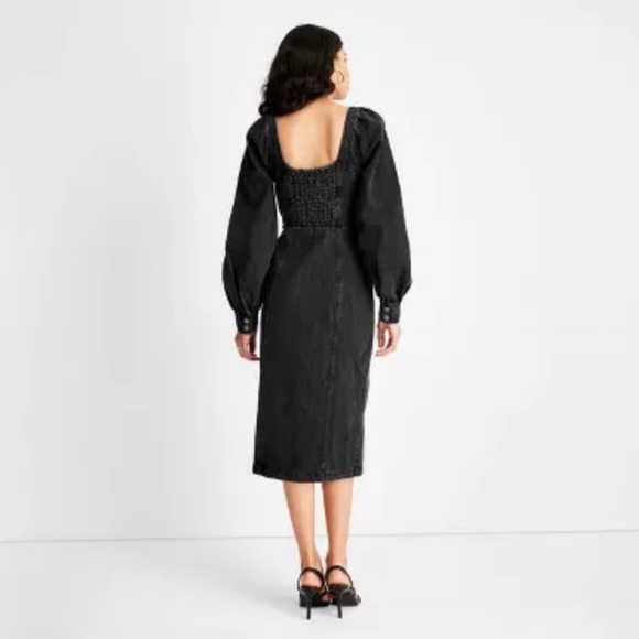 NEW Future Collective Puff Sleeve Denim Dress - Picture 2 of 7